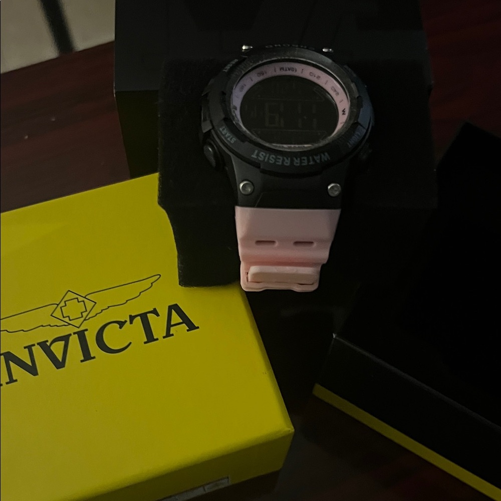 Invicta Black and Pink Digital Chronograph Watch